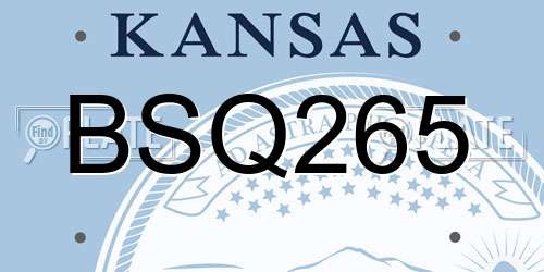 BSQ265 Kansas License Plate