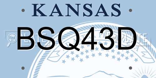 BSQ43D Kansas License Plate