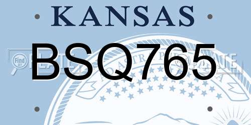 BSQ765 Kansas License Plate