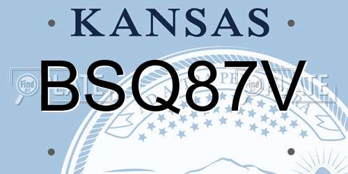 BSQ87V Kansas License Plate