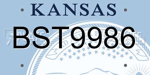 BST9986 Kansas License Plate