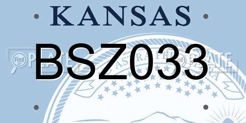 BSZ033 Kansas License Plate