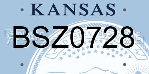 BSZ0728 Kansas License Plate
