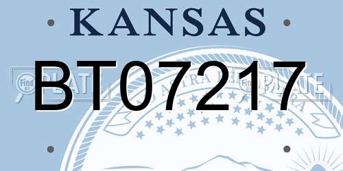 BT07217 Kansas License Plate