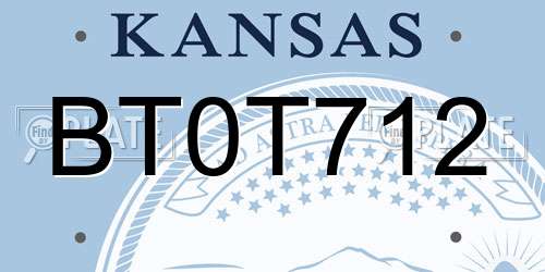 BT0T712 Kansas License Plate
