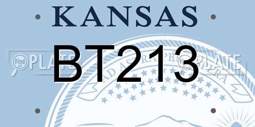 BT213 Kansas License Plate