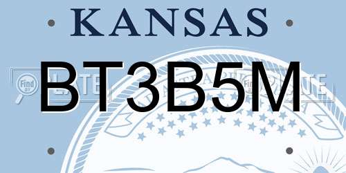 BT3B5M Kansas License Plate