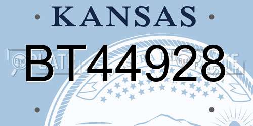 BT44928 Kansas License Plate