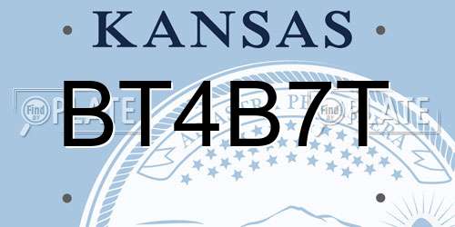 BT4B7T Kansas License Plate