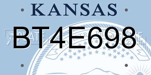 BT4E698 Kansas License Plate
