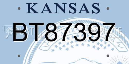 BT87397 Kansas License Plate