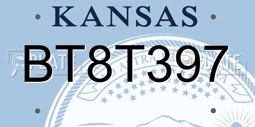 BT8T397 Kansas License Plate