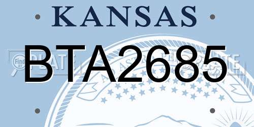 BTA2685 Kansas License Plate