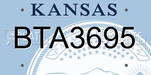 BTA3695 Kansas License Plate