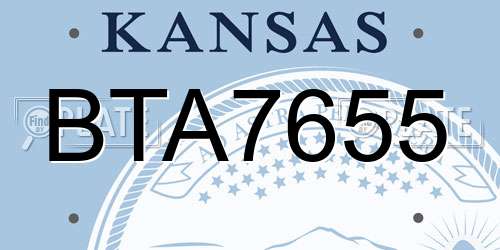 BTA7655 Kansas License Plate