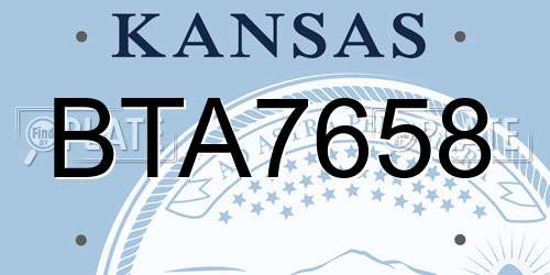 BTA7658 Kansas License Plate