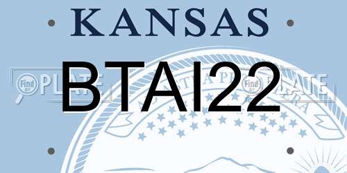 BTAI22 Kansas License Plate