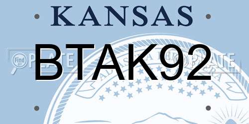 BTAK92 Kansas License Plate