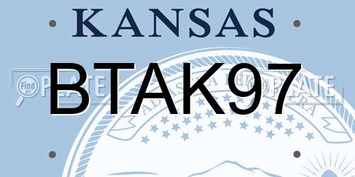 BTAK97 Kansas License Plate
