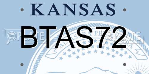 BTAS72 Kansas License Plate