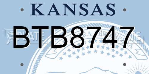 BTB8747 Kansas License Plate