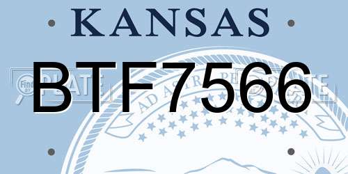 BTF7566 Kansas License Plate