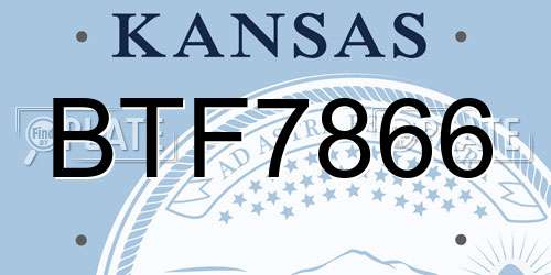 BTF7866 Kansas License Plate