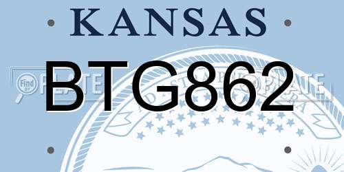 BTG862 Kansas License Plate