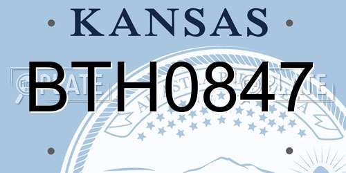 BTH0847 Kansas License Plate