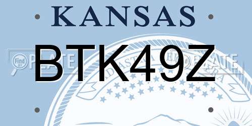BTK49Z Kansas License Plate