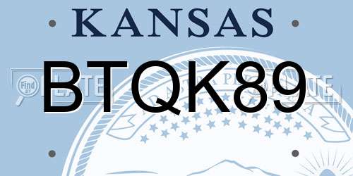 BTQK89 Kansas License Plate