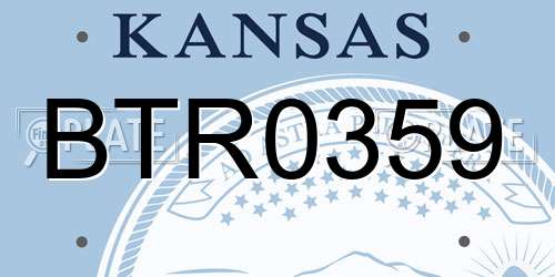 BTR0359 Kansas License Plate