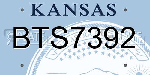 BTS7392 Kansas License Plate