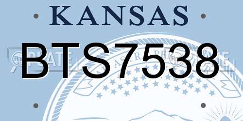 BTS7538 Kansas License Plate