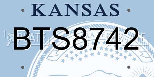 BTS8742 Kansas License Plate