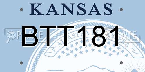 BTT181 Kansas License Plate