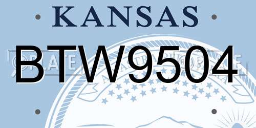 BTW9504 Kansas License Plate