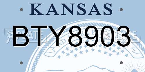 BTY8903 Kansas License Plate