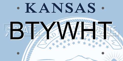 BTYWHT Kansas License Plate