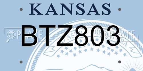 BTZ803 Kansas License Plate