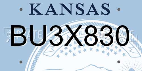 BU3X830 Kansas License Plate