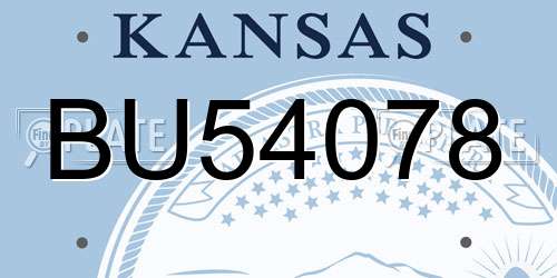 BU54078 Kansas License Plate