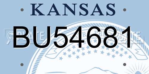 BU54681 Kansas License Plate