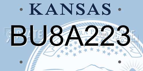 BU8A223 Kansas License Plate