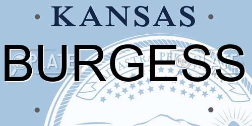 BURGESS Kansas License Plate