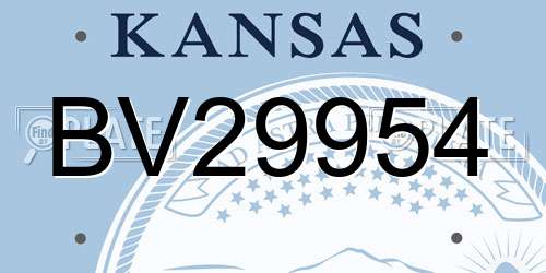 BV29954 Kansas License Plate