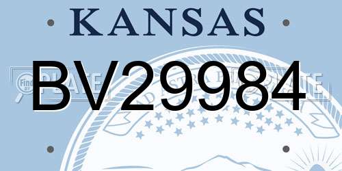 BV29984 Kansas License Plate
