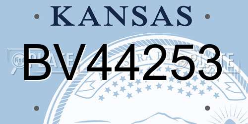 BV44253 Kansas License Plate