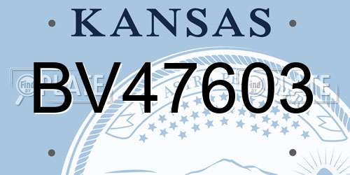 BV47603 Kansas License Plate
