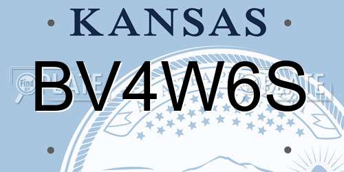 BV4W6S Kansas License Plate